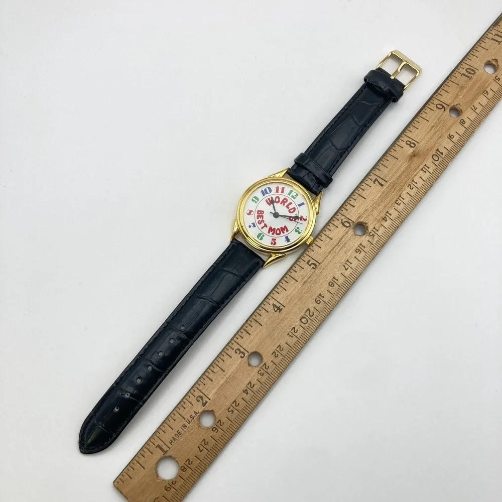 Womens Watch World's Best Mom Gold Tone 37mm Mothers Day Gift New Battery 8.75
